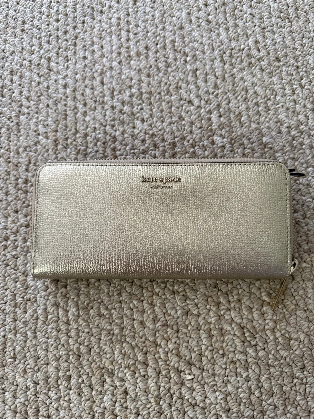 kate spade Gold Metallic Zip Around Wallet